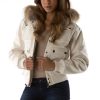 Pelle Pelle Women Bellow Pocket Cream Fur Hood Jacket