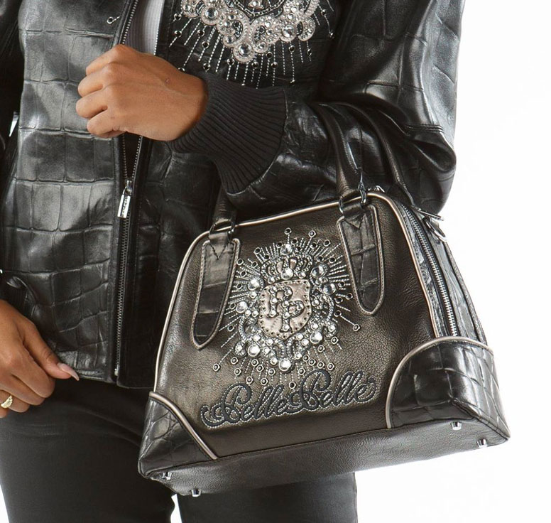 Pelle Pelle Women Black Crest Studded Leather Handbag