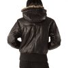 Pelle Pelle Women Black Fur Hooded Leather Jacket