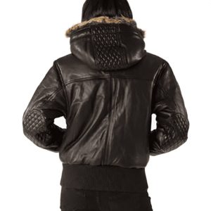 Pelle Pelle Women Black Fur Hooded Leather Jacket