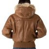 Pelle Pelle Women Brown Basic Fur Hood Genuine Leather Jacket