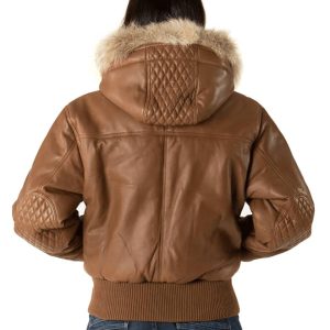 Pelle Pelle Women Brown Basic Fur Hood Genuine Leather Jacket