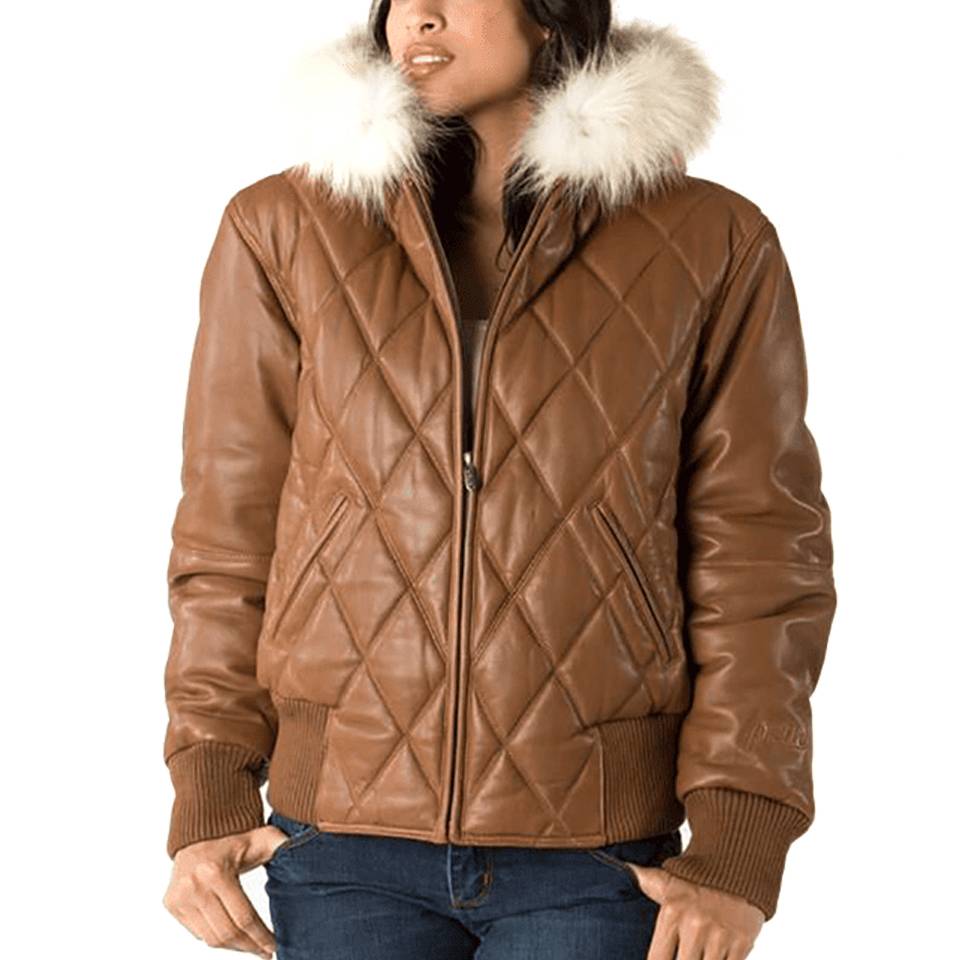 Pelle Pelle Women Brown Basic Fur Hood Jacket