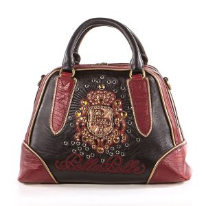Pelle Pelle Women Dark Brown Crest Studded Handbag