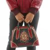 Pelle Pelle Women Dark Brown & Maroon Crest Studded Handbag
