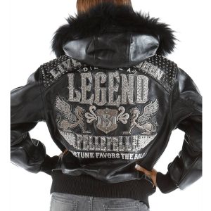 Pelle Pelle Women Live Like a Queen Black Fur Hooded Leather Jacket