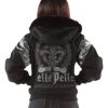 Pelle Pelle Women Live Like a Queen Black Fur Hooded Wool Jacket
