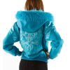 Pelle Pelle Women Live Like a Queen Blue Fur Hooded Wool Jacket