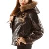 Pelle Pelle Women Live Like a Queen Brown Fur Hood Jacket