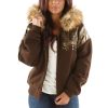 Pelle Pelle Women Live Like a Queen Brown Fur Hood Jacket