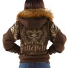 Pelle Pelle Women Live Like a Queen Brown Fur Hooded Wool Jacket