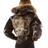 Pelle Pelle Women Live Like a Queen Dark Brown Fur Hooded Leather Jacket
