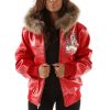 Pelle Pelle Women Live Like a Queen Red Fur Hood Jacket