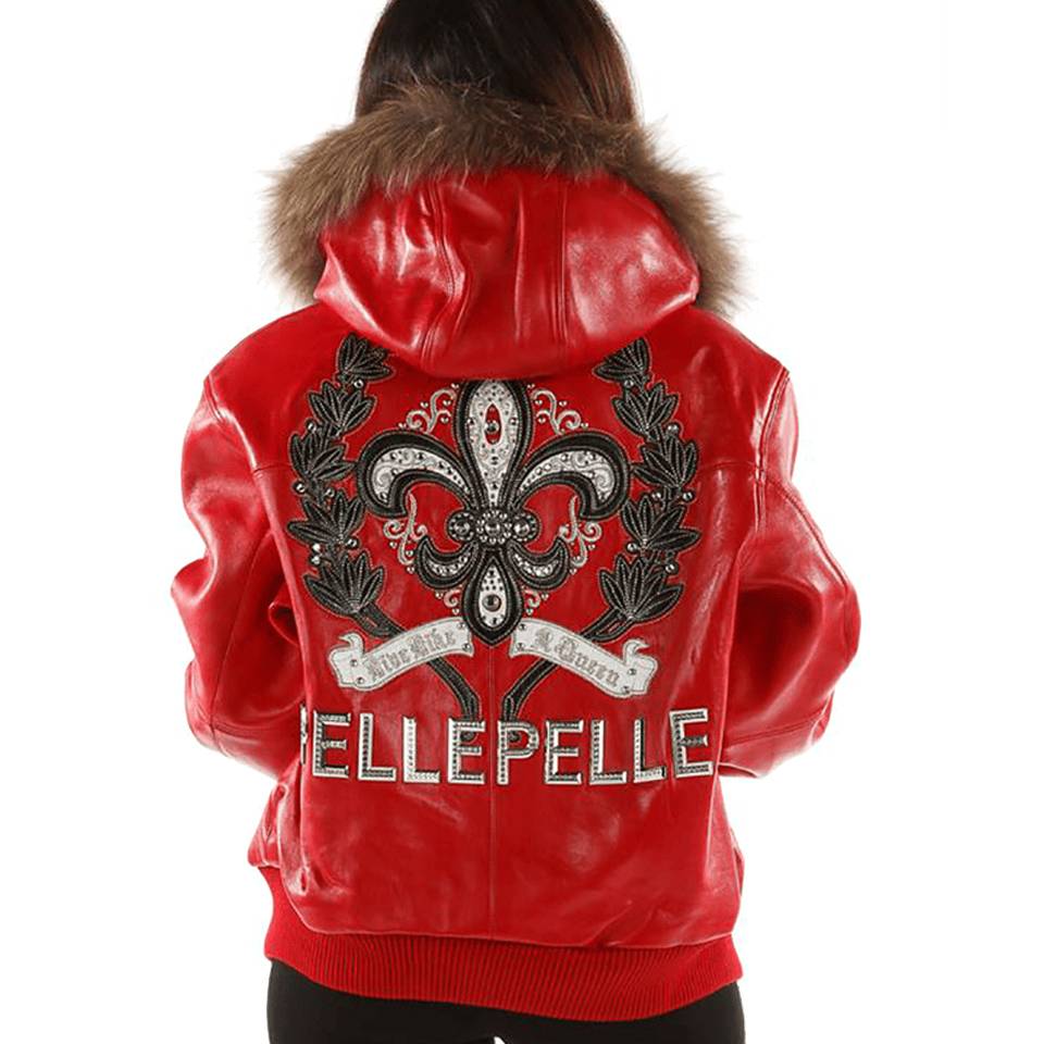 Pelle Pelle Women Live Like a Queen Red Fur Hooded Leather Jacket Pelle Pelle Store
