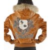 Pelle Pelle Women MB Crest Brown Fur Hood Leather Jacket