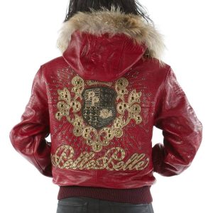 Pelle Pelle Women MB Crest Maroon Fur Hood Jacket