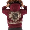 Pelle Pelle Women MB Crest Maroon Fur Hood Wool Jacket