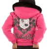 Pelle Pelle Women MB Crest Pink Fur Hooded Wool Jacket