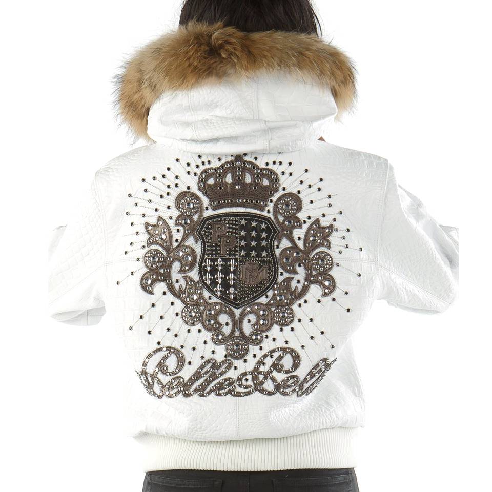 Pelle Pelle Women MB Crest White Fur Hood Leather Jacket