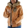 Pelle Pelle Women MB Emblem Fur Hood Brown Jacket
