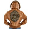 Pelle Pelle Women MB Emblem Fur Hood Brown Leather Jacket