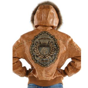 Pelle Pelle Women MB Emblem Fur Hood Brown Leather Jacket