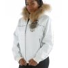 Pelle Pelle Women MB Emblem Fur Hood White Jacket