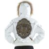 Pelle Pelle Women MB Emblem Fur Hood White Leather Jacket