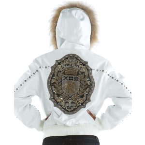 Pelle Pelle Women MB Emblem Fur Hood White Leather Jacket