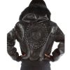 Pelle Pelle Women MB Emblem Fur Hooded Black Leather Jacket (1)