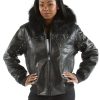 Pelle Pelle Women MB Emblem Fur Hooded Black Leather Jacket (2)