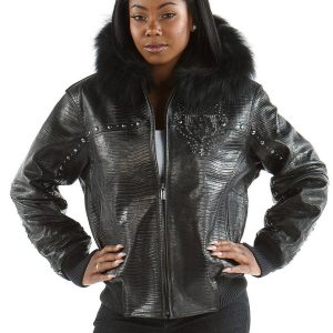 Pelle Pelle Women MB Emblem Fur Hooded Black Leather Jacket (2)