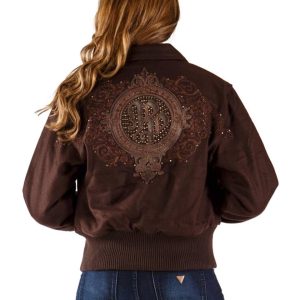 Pelle Pelle Women Ornate Applique Espresso Jacket