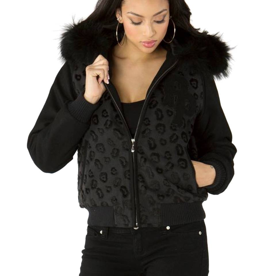 Pelle Pelle Women Panther Anniversary Black Fur Hood Jacket