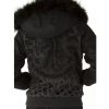 Pelle Pelle Women Panther Anniversary Black Fur Hood Wool Jacket