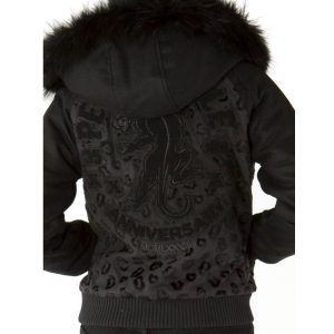 Pelle Pelle Women Panther Anniversary Black Fur Hood Wool Jacket
