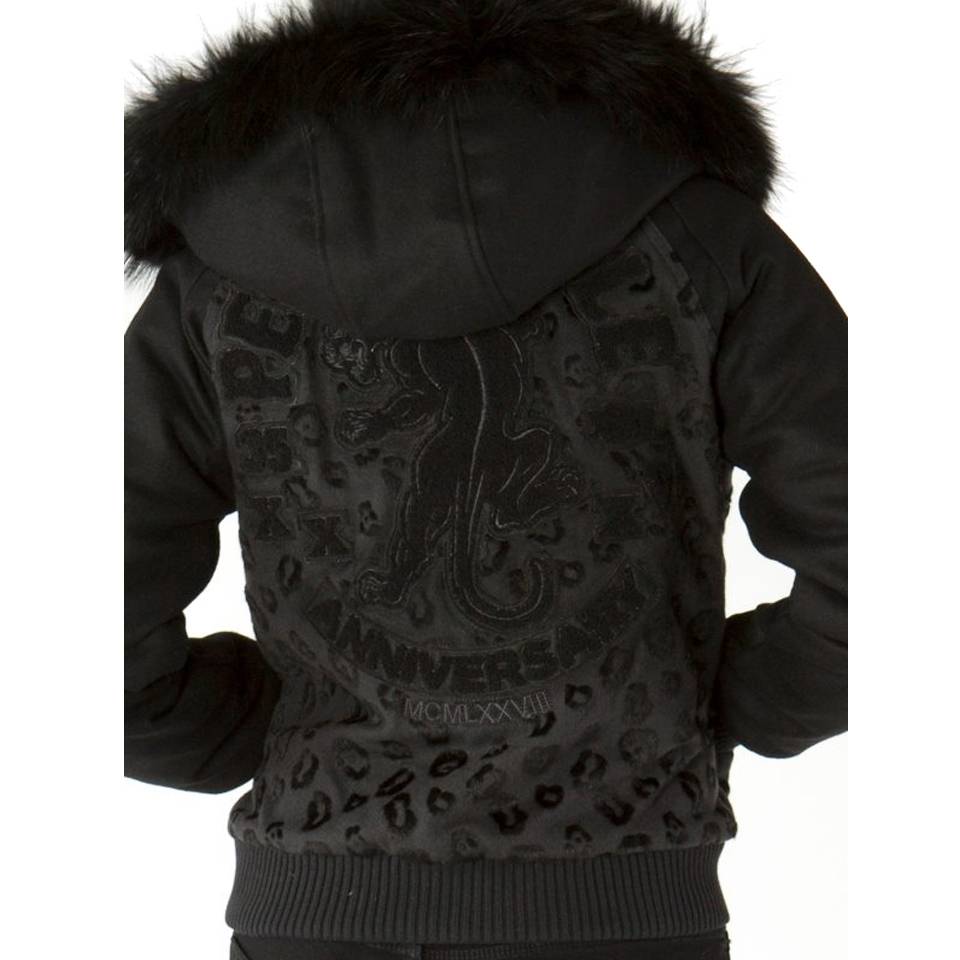 Pelle Pelle Women Panther Anniversary Black Fur Hood Wool Jacket