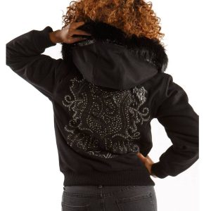 Pelle Pelle Women Prestige Black Fur Hood Wool Jacket
