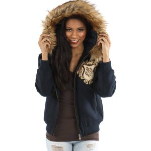 Pelle Pelle Women Prestige Blue Fur Hood Jacket