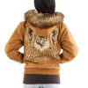 Pelle Pelle Women Prestige Mustard Fur Hood Wool Jacket