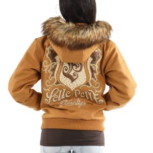 Pelle Pelle Women Prestige Mustard Fur Hood Wool Jacket