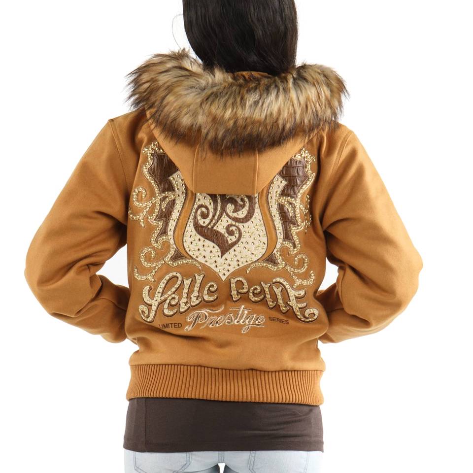 Pelle Pelle Women Prestige Mustard Fur Hood Wool Jacket