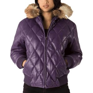 Pelle Pelle Women Purple Basic Fur Hood Jacket