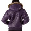 Pelle Pelle Women Purple Fur Hooded Leather Jacket