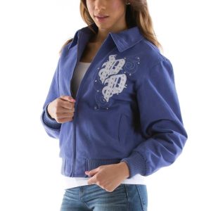Pelle Pelle Women Scroll Art Encrusted Crest Lavender Jacket