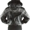 Pelle Pelle Women Shoulder Crest Black Fur Hood Leather Jacket