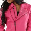 Pelle Pelle Women Studded Asymmetrical Pink Leather Jacket