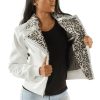 Pelle Pelle Women White Spotted Fur Collar Biker Jacket