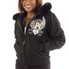 Pelle Pelle Women World Famous 1978 Black Fur Hood Jacket