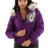 Pelle Pelle Women World Famous 1978 Purple Fur Hood Jacket